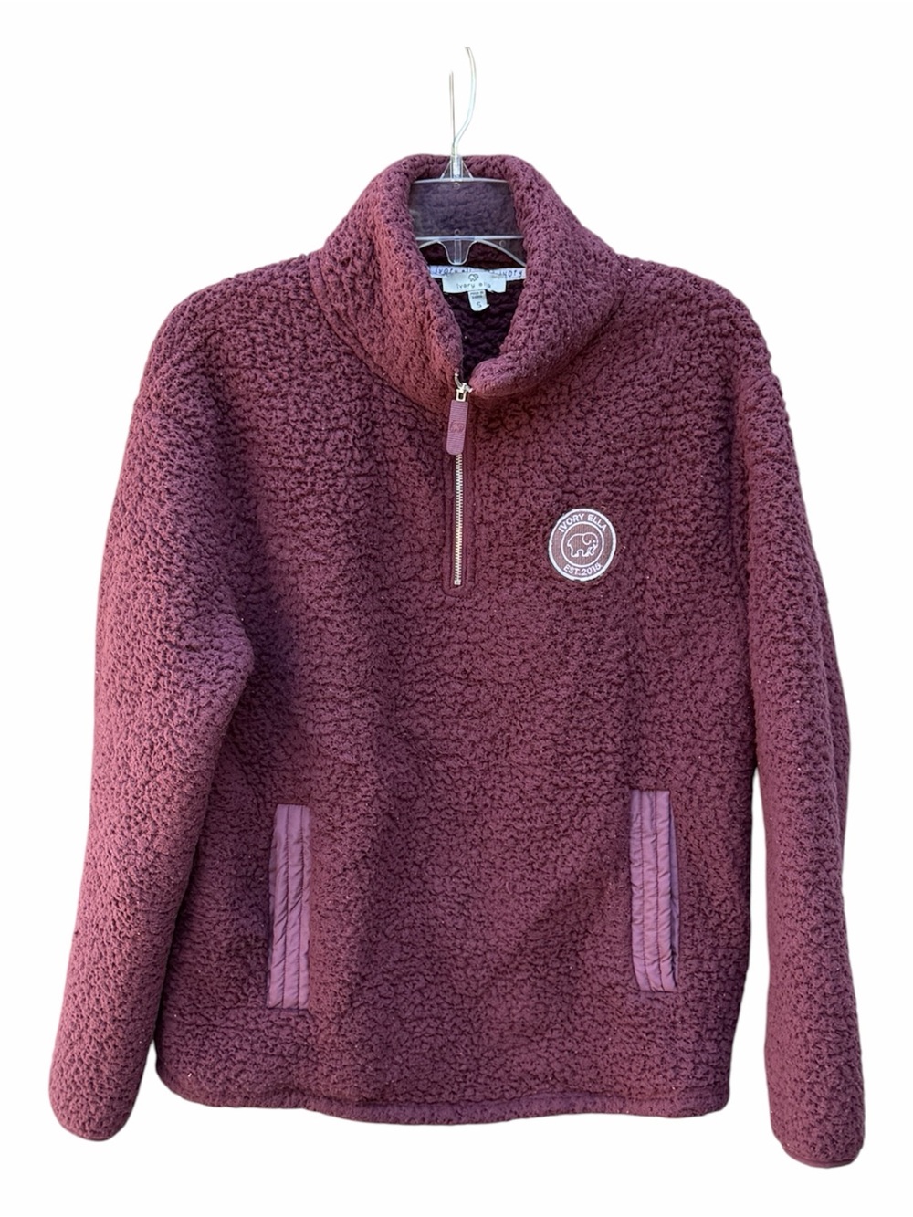 ivory ella Plush Sherpa Quarter-Zip Pullover - Plum